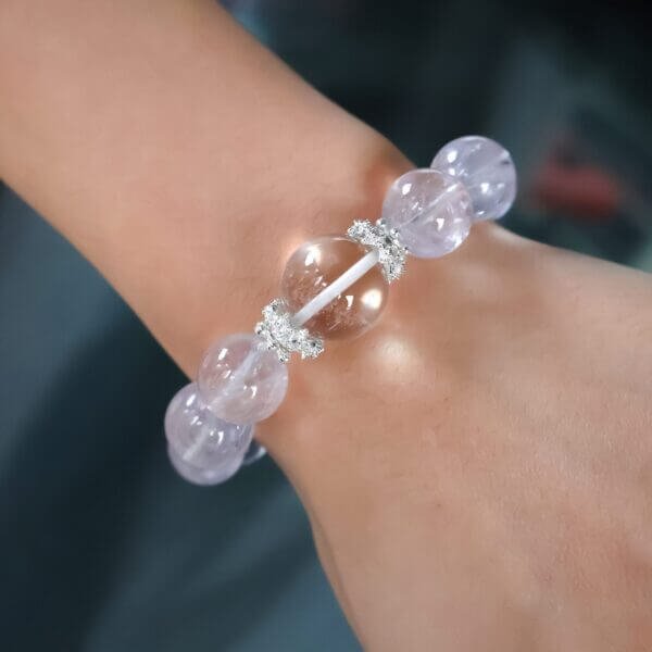 Lavender Amethyst Bracelet Worn on Hand