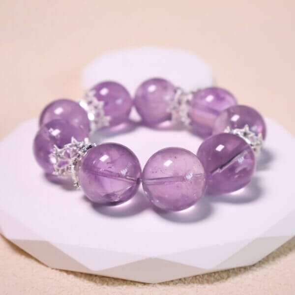 Bolivian Amethyst Crystal Bead Bracelet – Natural Purple Gemstone