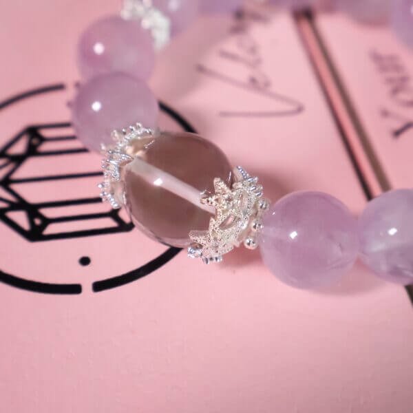 Lavender Amethyst Bracelet with Clear Quartz Centerpiece