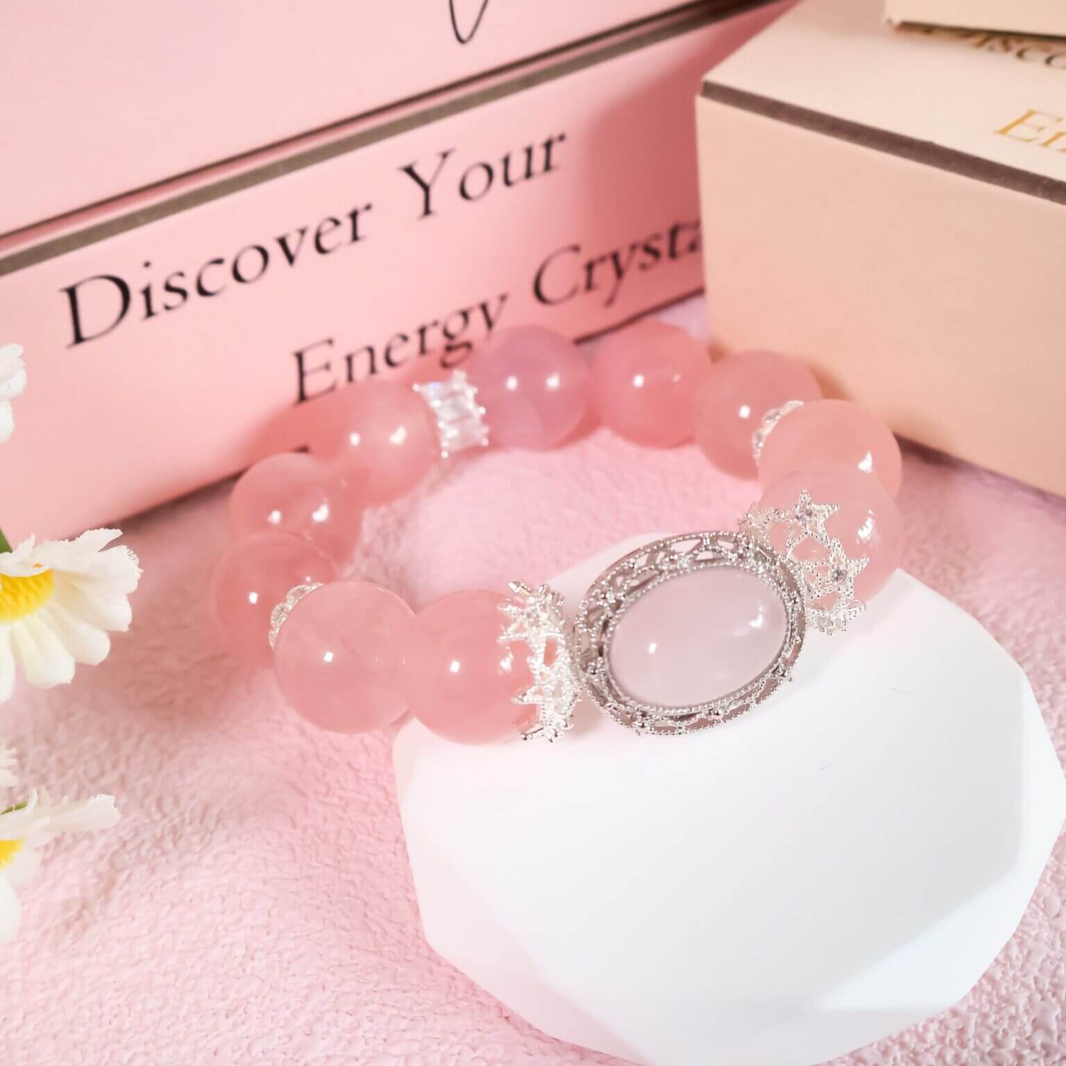 Handmade Madagascar Rose Quartz Bracelet with Elegant Silver Accents