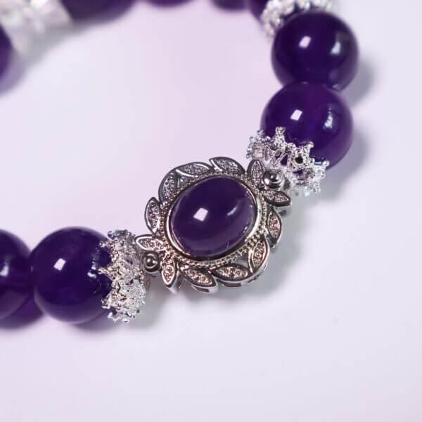 Uruguayan Amethyst Crystal Bracelet with Silver Charm