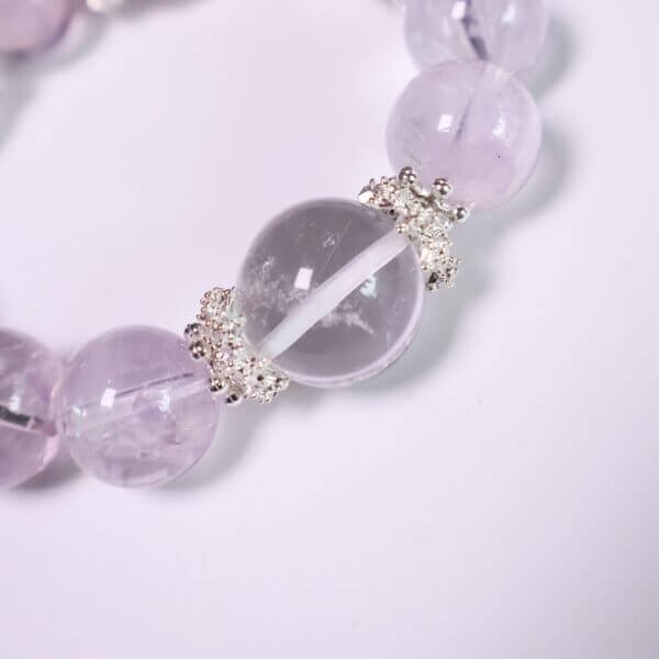 Lavender Amethyst Crystal Bracelet with Silver Accents