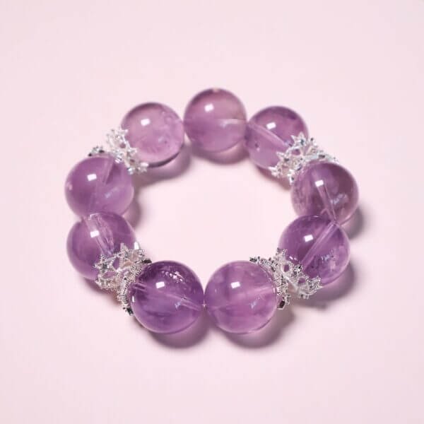 Bolivian Amethyst Crystal Bead Bracelet – Natural Purple Gemstone