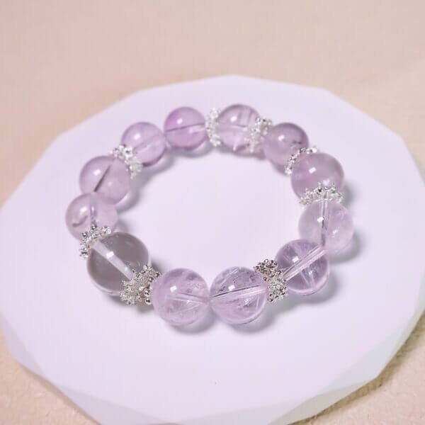 Lavender Amethyst Crystal Bracelet with Silver Accents