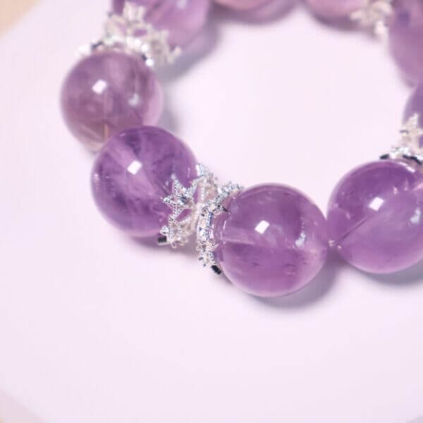 Bolivian Amethyst Crystal Bead Bracelet – Natural Purple Gemstone