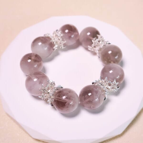 Close-up of Purple Rabbit Hair Quartz Beads