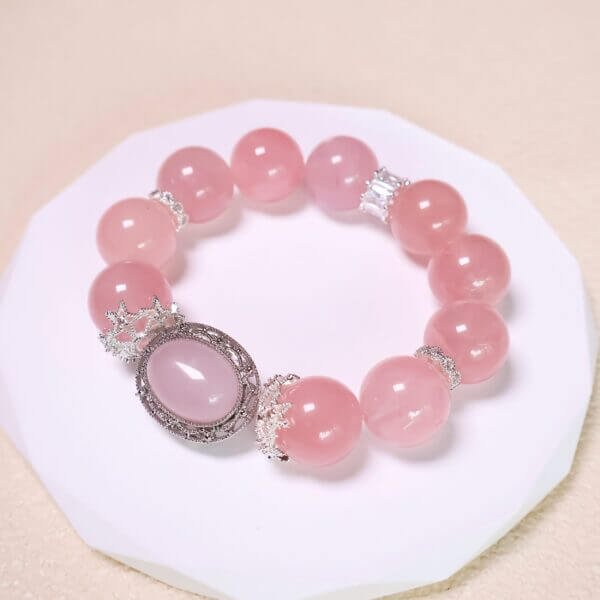 Elegant Rose Quartz Beaded Bracelet for Love and Stress Relief