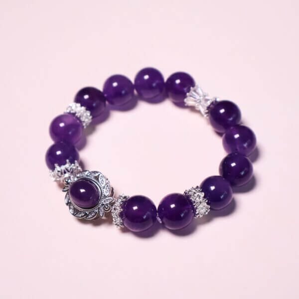 Uruguayan Amethyst Crystal Bracelet with Silver Charm